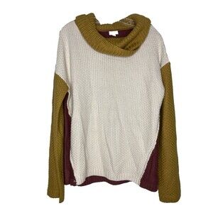 Hem & Thread Sweat Top Women Medium Long Sleeve Colorblock Cowl Neck Collar